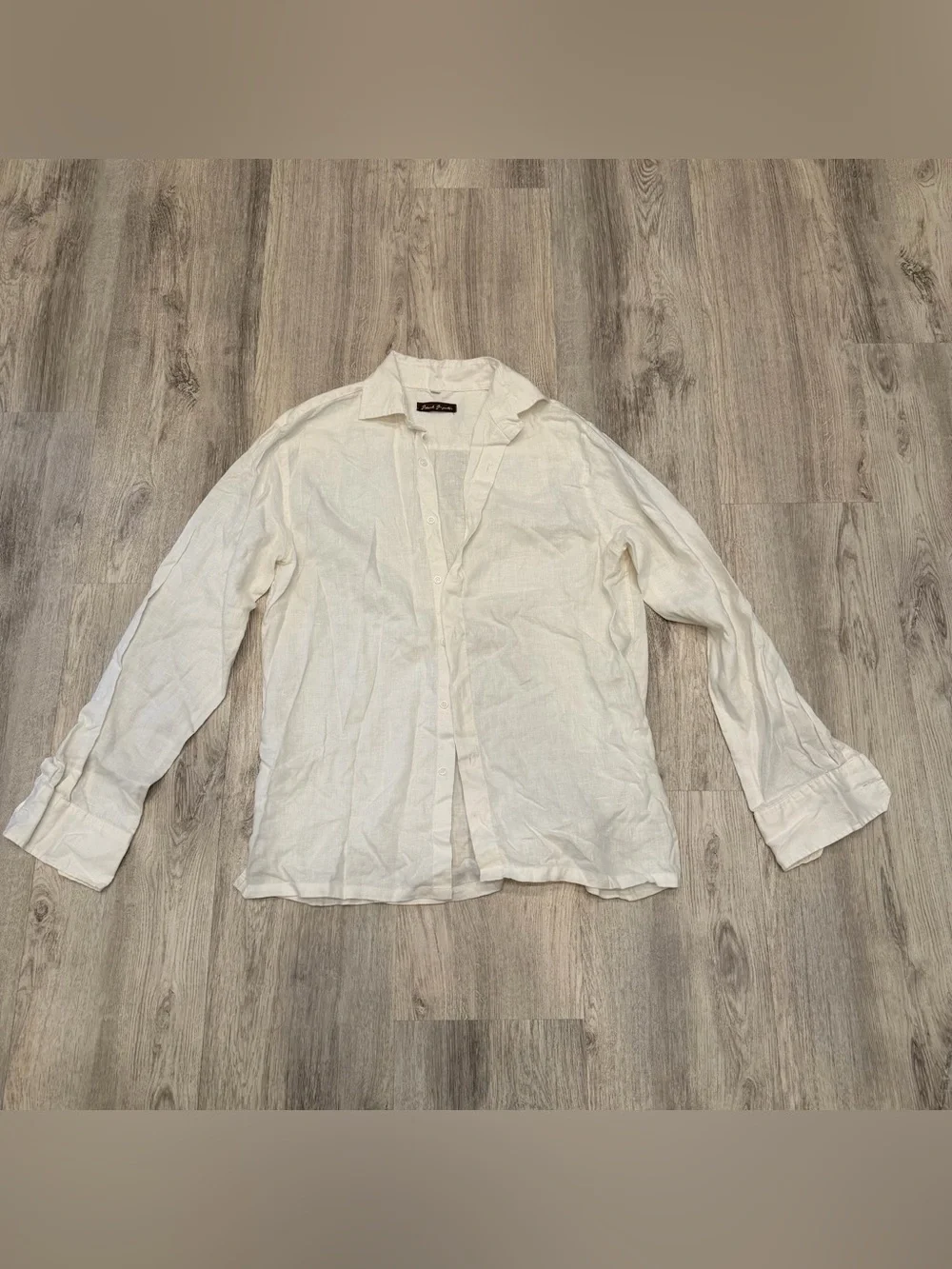Island Importer 100% Linen White Button Up Shirt‎ Size Medium Coastal
